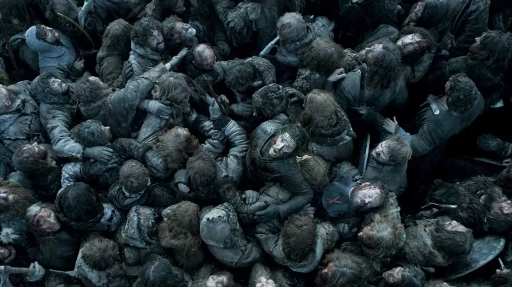 نمونه ای از میزانسن فضایی در نمایی از اپیزود نبرد حرامزادگان در سریال Game of Thrones
